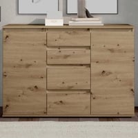 Bahut Brest - 119x35x84cm - 2 portes & 4 tiroirs - décor chêne