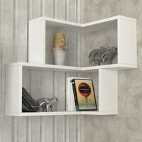 Etagère murale d'angle Bulut - 59x14x55cm - blanc