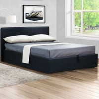 Lit coffre Chance avec espace de rangement 140x200 - similicuir noir