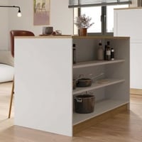Ilot de cuisine Cottage - 120x75x92cm - blanc/décor chêne