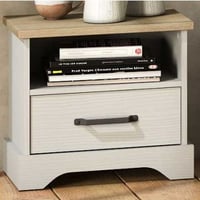 Table de chevet Charme-chêne Kronberg/blanc structuré