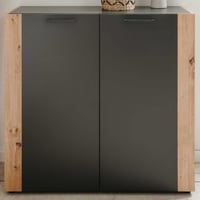 Commode Cento - 89x34x85cm - 2 portes - anthracite/décor chêne artisan