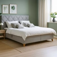 Lit boxspring Redford 180x200cm avec espace de rangement - gris