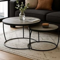 Lot de 2 tables basses Lars-bois de mango gris