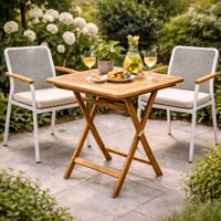 Table de jardin Dorset pliante en teck recyclé - 70x70x75 cm - Brun