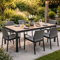 Table de jardin August Gescova - aluminium noir et teck massif - 202x100cm