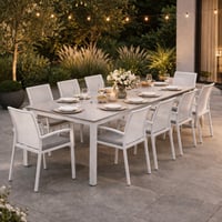 Table de jardin extensible Bettini Gescova - aluminium et céramique - 220/280 cm - Blanc-gris