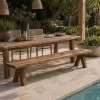 Banc de jardin Longford Gescova - Teck recyclé 300x40x46cm - Brun