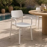 Chaise de jardin Minos Gescova - Aluminium blanc mat - Avec accoudoir