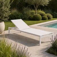 Bain de soleil Emilio Gescova - aluminium et textilène blanc mat