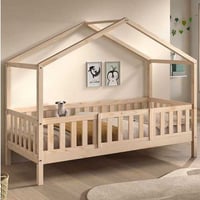 Lit cabane Dallas - 90x200cm - avec barrière de sécurité - bois de pin massif
