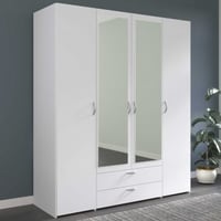 Armoire Salvador miroirs, 4 portes & 2 tiroirs - blanc