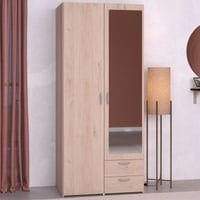 Armoire Salvador avec miroir, 2 portes & 2 tiroirs - chêne Jackson