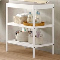 Table à langer Dino avec deux étagères - bois de pin blanc