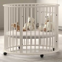 Parc pour bébé Dino - Ø90cm - réglable - bois de hêtre massif - argile