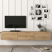 Meuble Tv Damla - 180x30x30cm - 3 portes - décor chêne