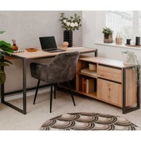 Bureau d'angle Dailana-chêne artisanal/anthracite
