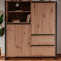 Bahut Damon haut 120cm 2 portes - chêne/anthracite
