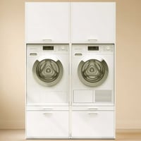 Meubles pour buanderie Linea - 133x67x200cm - 2 portes & 2 tiroirs - blanc