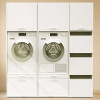 Meubles pour buanderie Linea - 183x67x200cm - 6 portes & 2 tiroirs - blanc