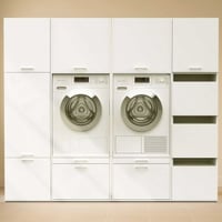 Meubles pour buanderie Linea - 233x67x200cm - 9 portes & 2 tiroirs - blanc