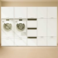 Meubles pour buanderie Linea - 283x67x200cm - 12 portes & 2 tiroirs - blanc