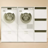 Meubles pour buanderie Linea - 183x67x142cm - 3 portes & 2 tiroirs - blanc
