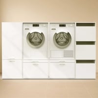 Meubles pour buanderie Linea - 233x67x142cm - 5 portes & 2 tiroirs - blanc