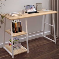 Bureau Dwayne - 120x50x73cm - avec rangement - décor chêne/blanc