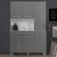 Buffet Eko avec 6 portes & 1 tiroir - gris brillant