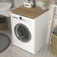 Armoire pour lave-linge Loki - 65x60x92cm - blanc/décor noyer