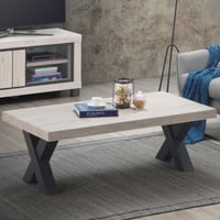 Table basse Elke 130x65 avec pieds croisés - chêne/noir