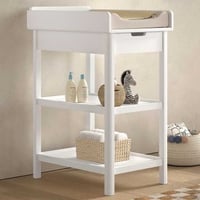Table à langer Forrest - 73x52x102cm - avec tiroir - bois de hêtre massif - blanc