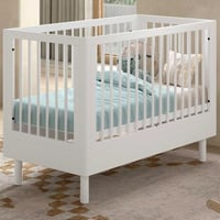 Lit de bébé Forrest 60x120cm - réglable - bois de hêtre blanc