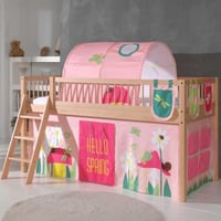 Lit mi-hauteur Forrest avec tente et tunnel de lit et sacs de rangement Spring - bois de hêtre