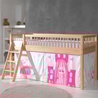 Lit mi-hauteur Forrest avec tente de lit Princess - bois de hêtre