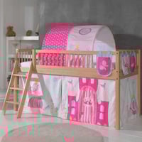 Lit mi-hauteur Forrest avec tente et tunnel de lit et sacs de rangement Princess - bois de hêtre