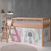 Lit mi-hauteur Forrest avec tente de lit Birdy - bois de hêtre