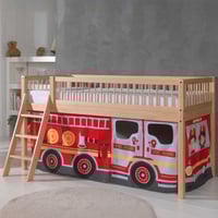 Lit mi-hauteur Forrest avec tente de lit Fire Truck - bois de hêtre