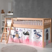 Lit mi-hauteur Forrest avec tente de lit Princess Sophie - bois de hêtre