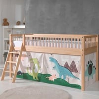 Lit mi-hauteur Forrest avec tente de lit Dino - bois de hêtre