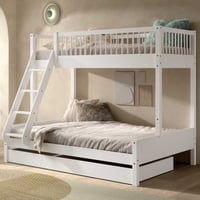 Lit superposé Forrest 3 personnes - 90x200 & 140x200 - bois de hêtre blanc