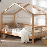 Lit maison Forrest 90x200cm - bois d'hêtre massif 