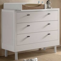 Commode avec plan à langer Forrest - 3 tiroirs - bois de hêtre massif - blanc