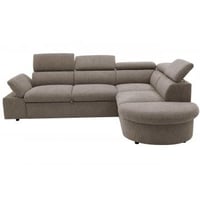 Canapé d'angle Firenze droit - avec fonction lit - tissu marron