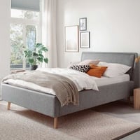Lit Estée 140x200cm avec espace de rangement - gris /chêne