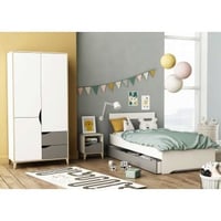 Chambre d'enfant Gerry: lit90x190/200cm avec tiroir, armoire, chevet - blanc