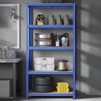 Rayonnage à 5 niveaux en acier, capacité de 600kg, 50x100x200cm, bleu