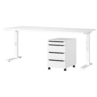 Ensemble de bureau Hermoso | Table de bureau et commode | Blanc
