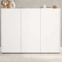 Meuble de rangement Lydia - 138x25x105cm - 3 portes - blanc/décor chêne